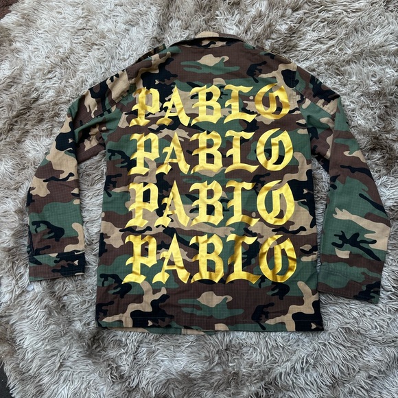 Yeezy Season 1 Kanye West Size S Saint Pablo Camo Army Button Up Canvas Jacket - Picture 8 of 8